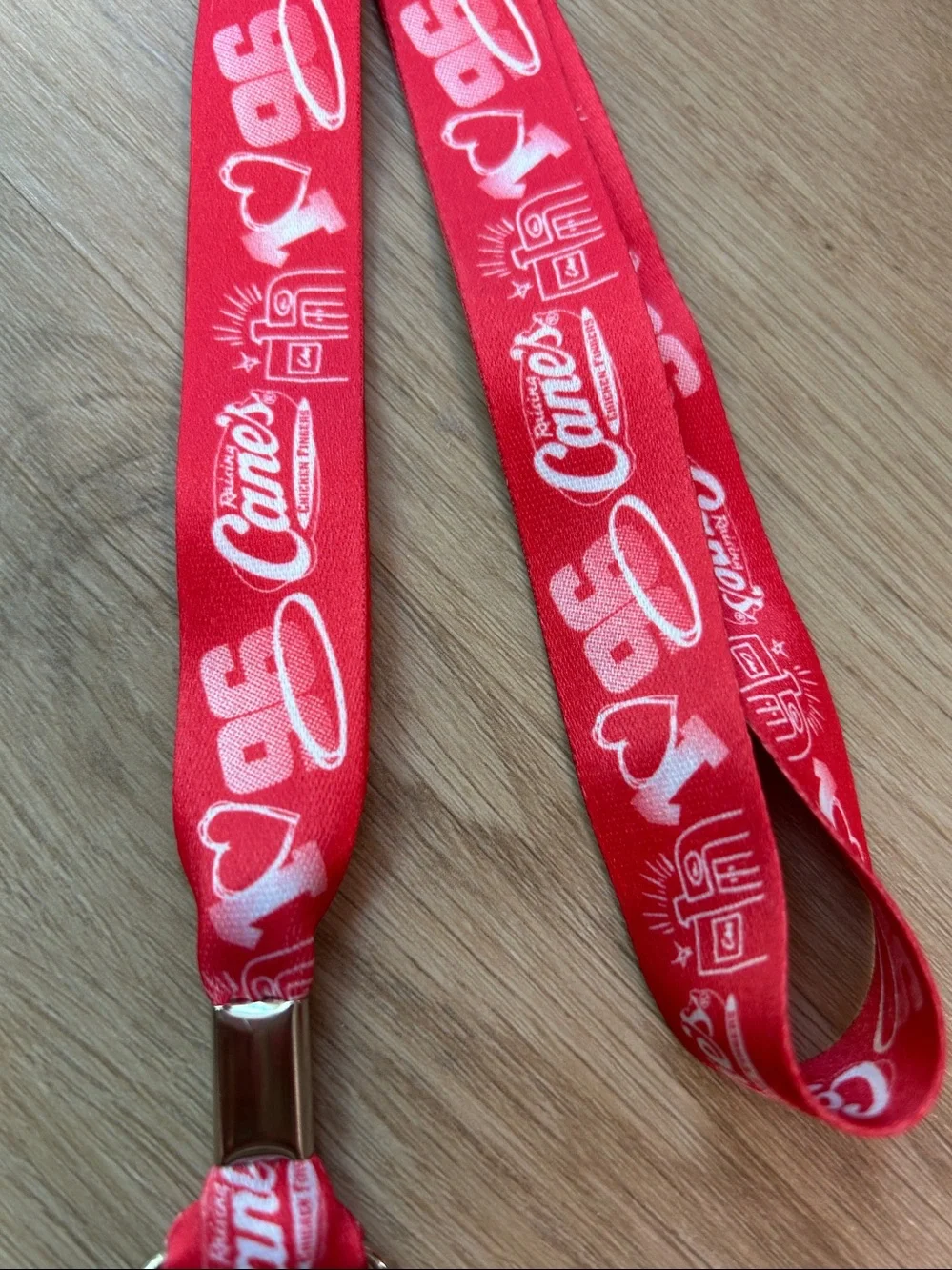 Raising Cane's Red Logo Lanyard with 2 Raising Cane’s Keychains bundle NEW